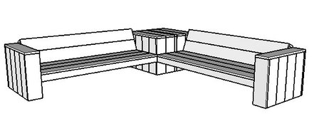 Hoekbank steigerhout met hoektafel