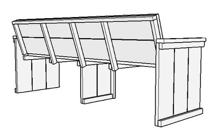 Achterkant tuinbank steigerhout tekening