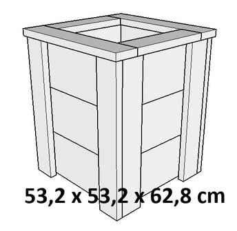 Vierkante plantenbak 53x53x62