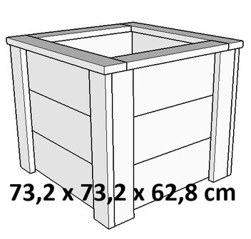 Vierkante plantenbak 73x73x62