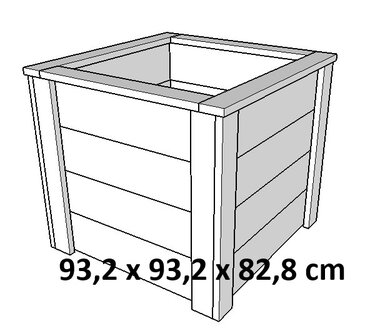 Vierkante plantenbak 93x93x82