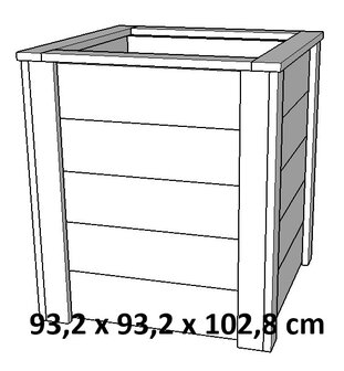 Vierkante plantenbak 93x93x102