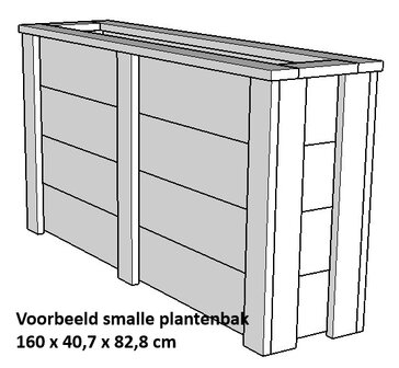 Smalle houten plantenbak tekening