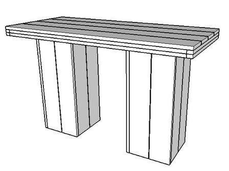 Statafel steigerhout met 2 kolompoten