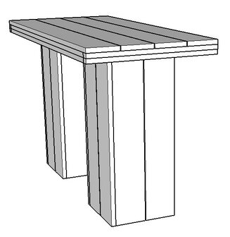 statafel steigerhout met 2 kolom poten