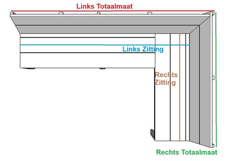 Steigerhout Hoekbank met open onderkant zitdiepte 44,5cm