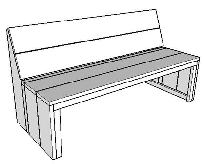 Steigerhout bank zit diepte 44,5cm