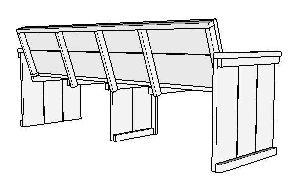 Achterkant tuinbank steigerhout tekening