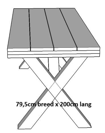 Steigerhout tafel met kruis poot 200cm lang