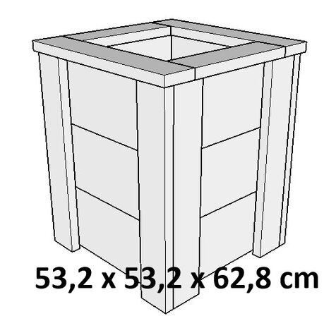 Vierkante plantenbak 53x53x62