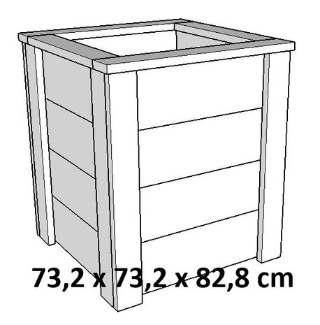 Vierkante plantenbak 73x73x82