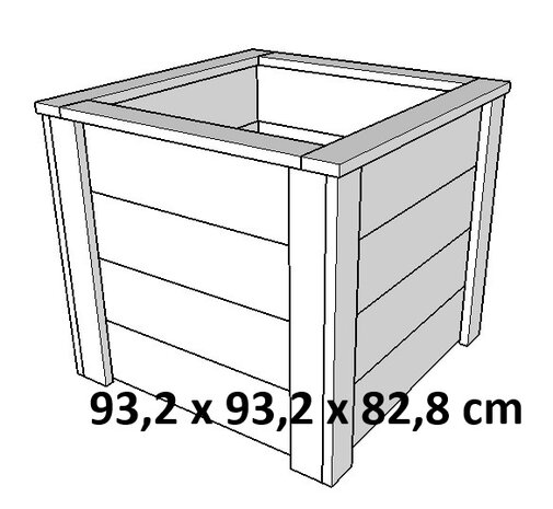 Vierkante plantenbak 93x93x82