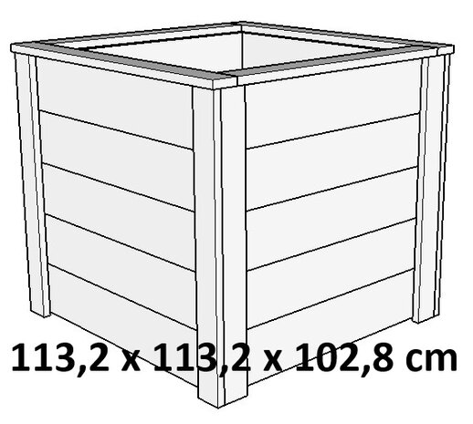 Vierkante plantenbak Groot 113x113x102cm