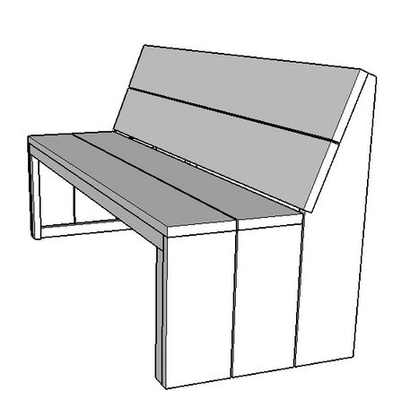 Steigerhout bank met open onderkant zit diep 39,5cm