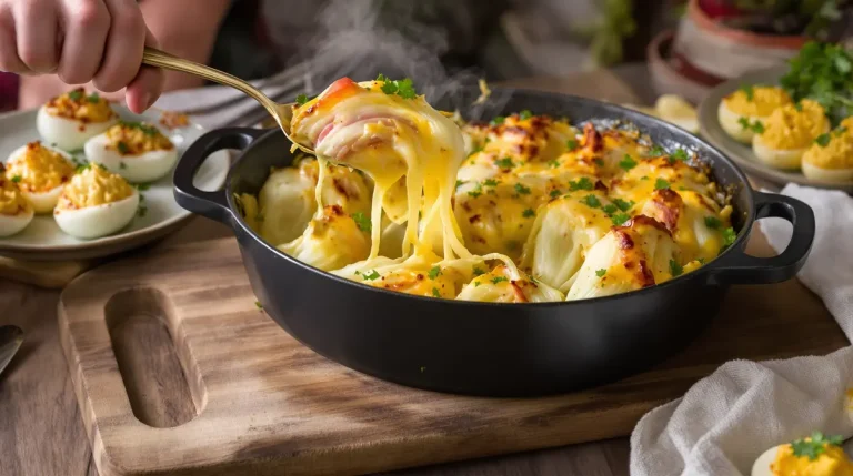 Witlofschotel met een twist: deze variant met gevulde eitjes wil je meteen proeven Witlofschotel met een twist: deze variant met gevulde eitjes wil je meteen proeven